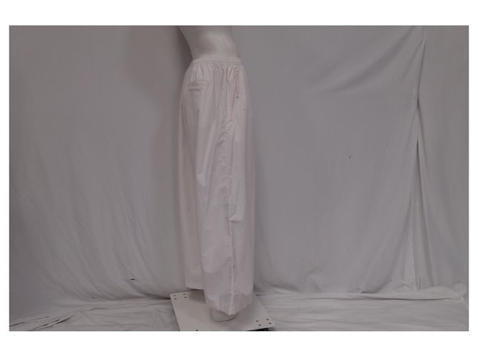 Acne Studios Drawstring Wide-Leg Pants in White Cotton Python print - view 10