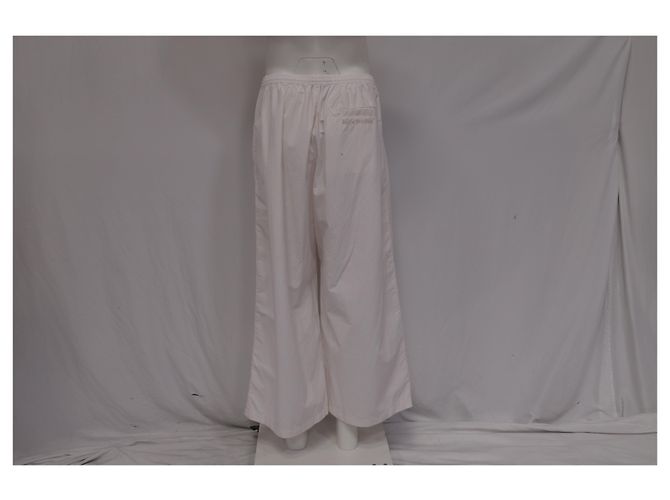 Acne Studios Drawstring Wide-Leg Pants in White Cotton Python print - view 11