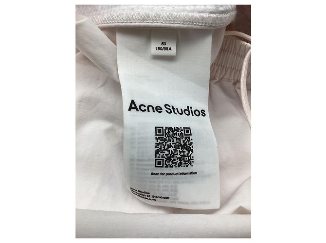 Acne Studios Drawstring Wide-Leg Pants in White Cotton Python print - view 14