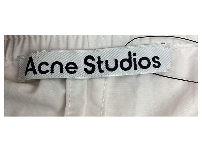 Acne Studios Drawstring Wide-Leg Pants in White Cotton Python print - view 15