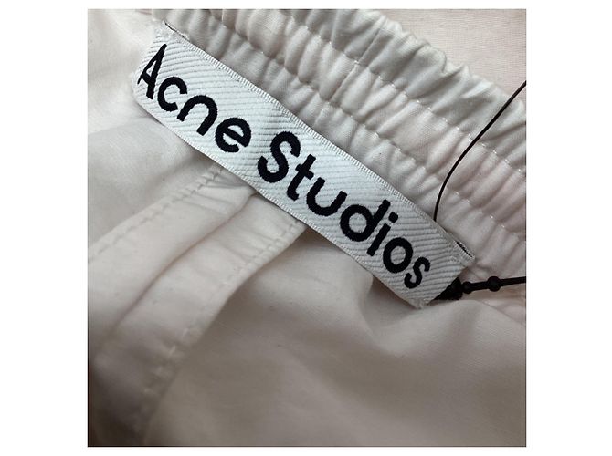 Acne Studios Drawstring Wide-Leg Pants in White Cotton Python print - view 8