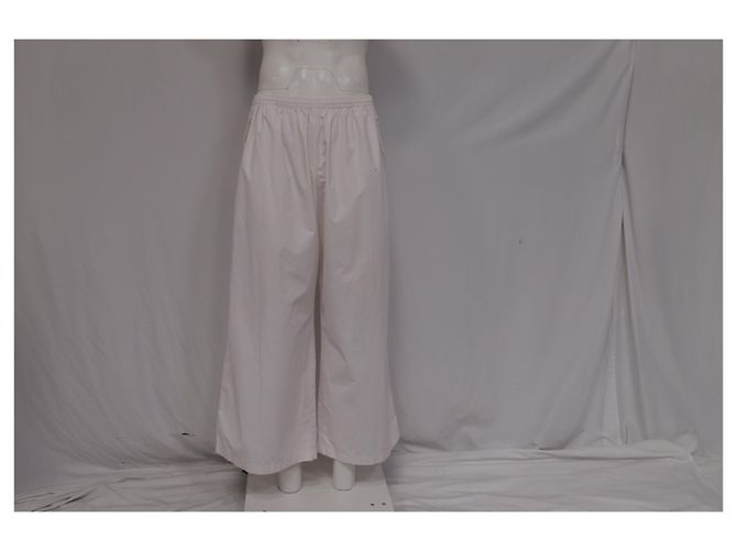 Acne Studios Drawstring Wide-Leg Pants in White Cotton Python print - view 9
