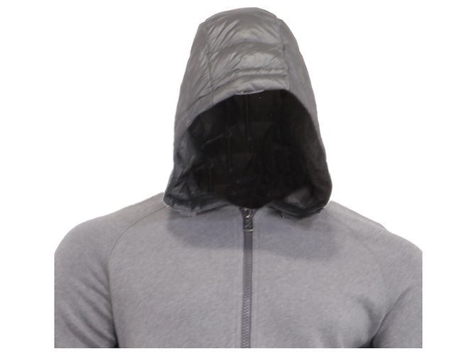 Felpa con cappuccio Moncler con zip e dettagli trapuntati in cotone grigio - vista 2