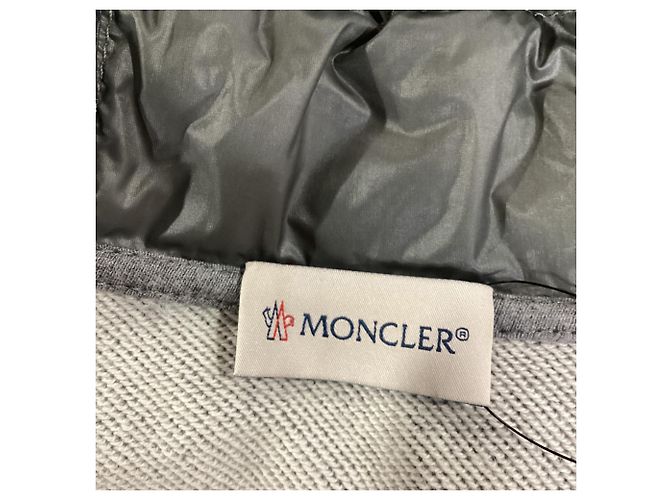 Felpa con cappuccio Moncler con zip e dettagli trapuntati in cotone grigio - vista 8