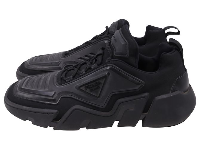 Sneakers Prada Techno Stretch in gomma nera Nero - vista 4