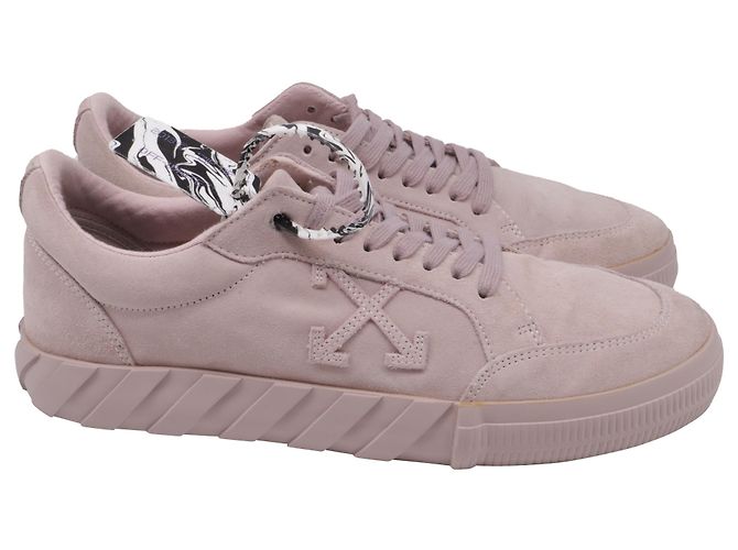 Off White Sneakers basse Vulcanized Off-White in camoscio rosa - vista 3