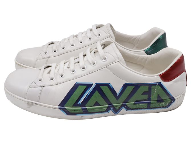 Sneakers Gucci Ace Loved in pelle bianca Bianco - vista 4