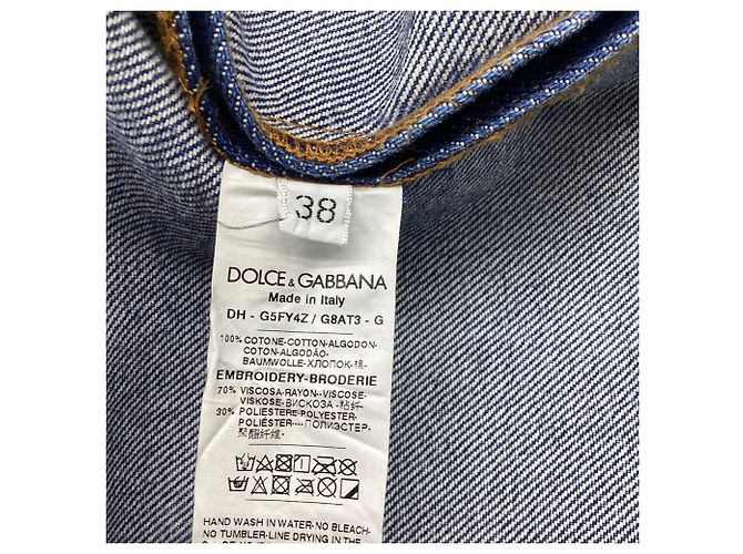 Camicia in denim Dolce & Gabbana DG Army Collection con patch in cotone blu - vista 5