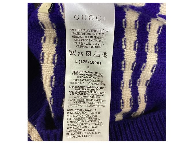 Gucci HA HA HA Gestreifte Weste aus blauer Wolle - Ansicht 5