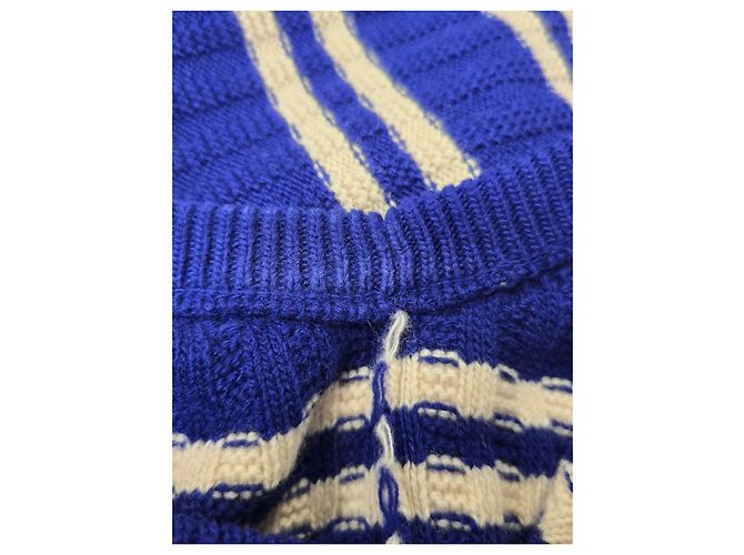 Gucci HA HA HA Gestreifte Weste aus blauer Wolle - Ansicht 7