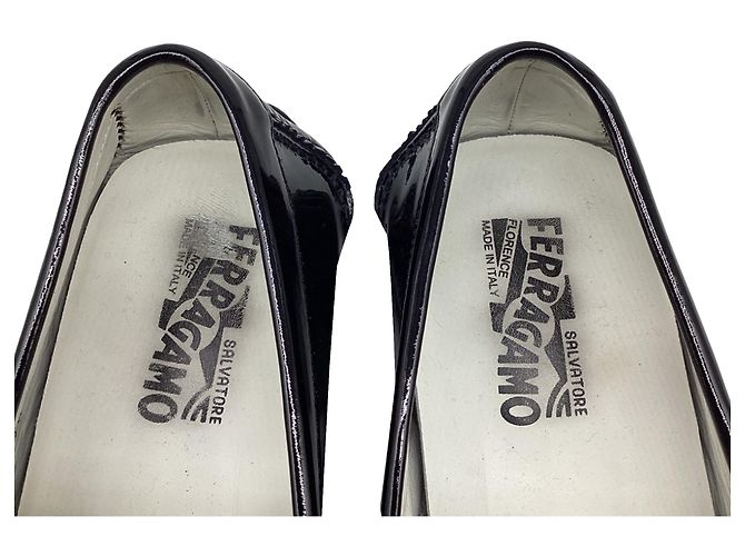 Salvatore Ferragamo Mocassini Ferragamo in pelle verniciata nera Nero - vista 12