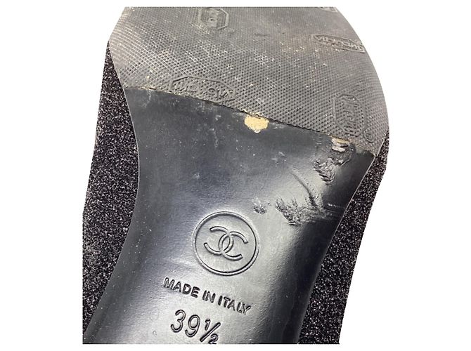 2.55 Botines de punta cuadrada Chanel en glitter negro - vista 10