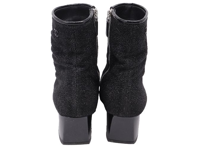 2.55 Botines de punta cuadrada Chanel en glitter negro - vista 5