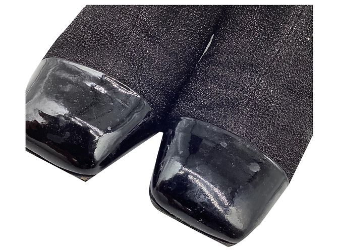 2.55 Botines de punta cuadrada Chanel en glitter negro - vista 6