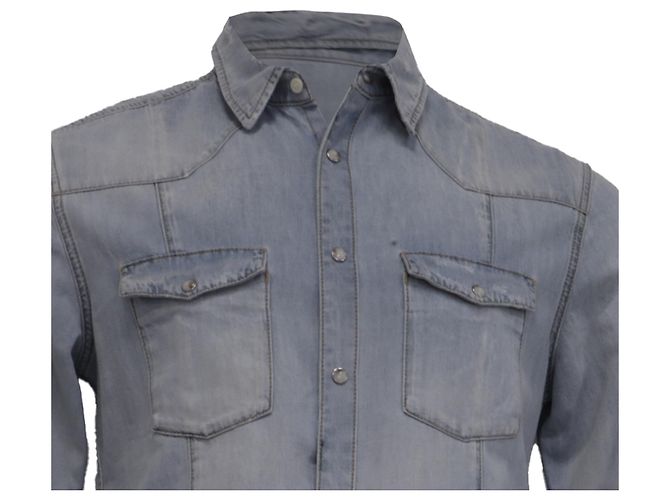 Camicia in denim slim-fit effetto distressed Givenchy in cotone blu - vista 2
