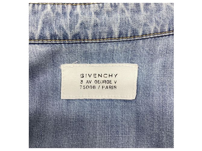 Camicia in denim slim-fit effetto distressed Givenchy in cotone blu - vista 5