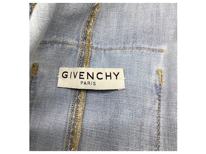 Camicia in denim slim-fit effetto distressed Givenchy in cotone blu - vista 7