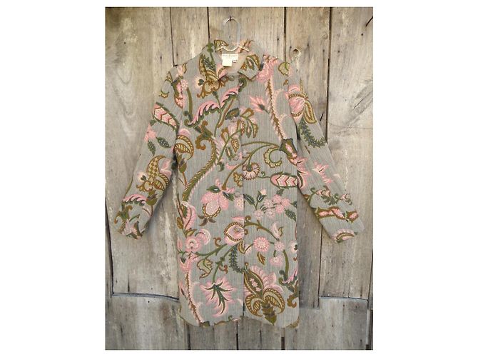 Paul & Joe Gobelin-Mantel mit Blumenmuster Braun Pink Grün Grau - Ansicht 3