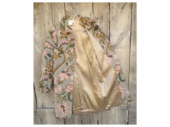 Paul & Joe Gobelin-Mantel mit Blumenmuster Braun Pink Grün Grau - Ansicht 5