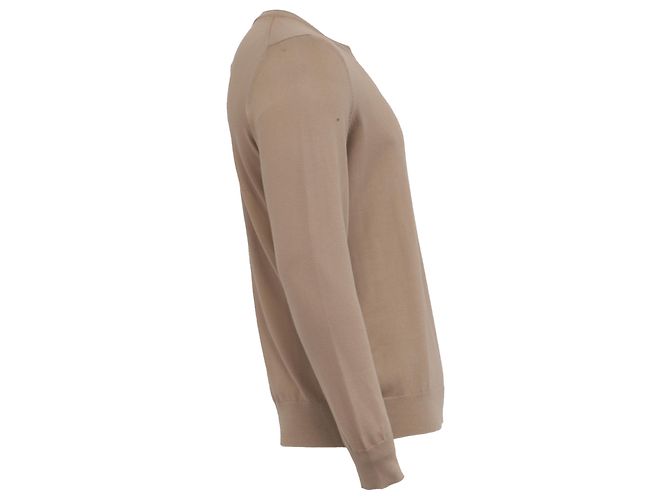 Burberry London Strickpullover aus beiger Baumwolle mit besticktem Logo - Ansicht 3