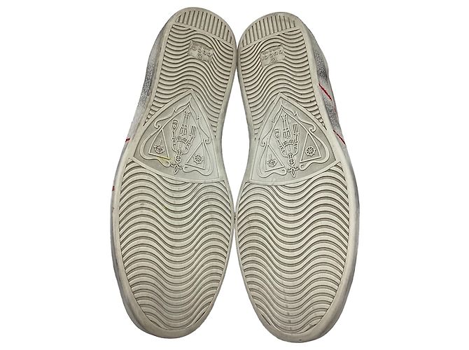 Sneakers Gucci Ace Blade Distressed in pelle bianca Bianco - vista 13