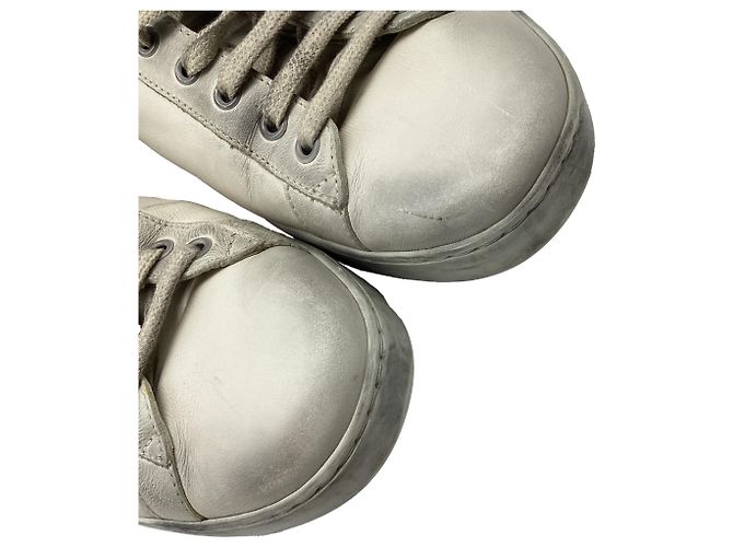 Sneakers Gucci Ace Blade Distressed in pelle bianca Bianco - vista 6