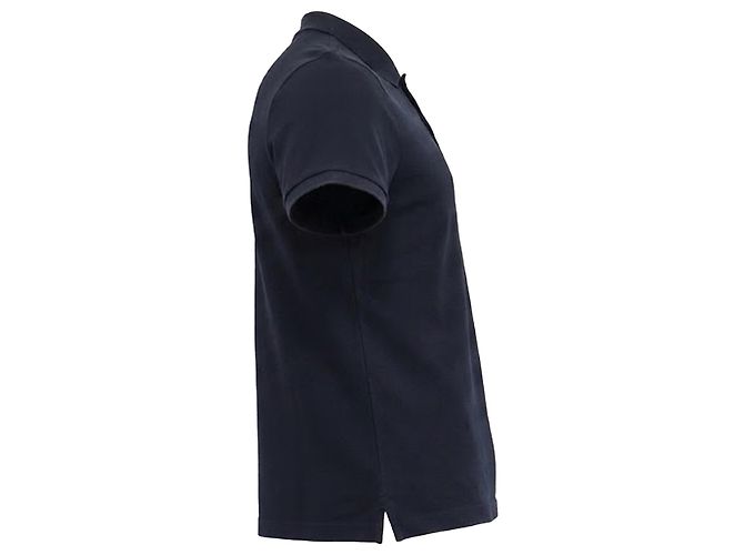 Polo Moncler con grande patch logo in cotone nero - vista 3