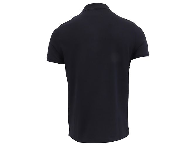 Polo Moncler con grande patch logo in cotone nero - vista 4