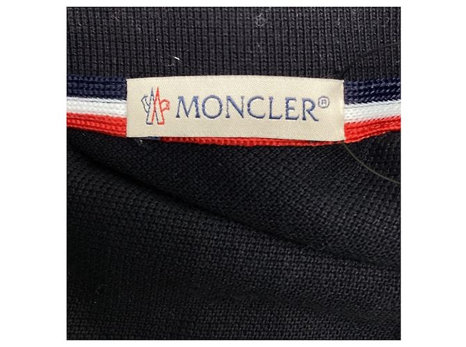 Polo Moncler con grande patch logo in cotone nero - vista 7