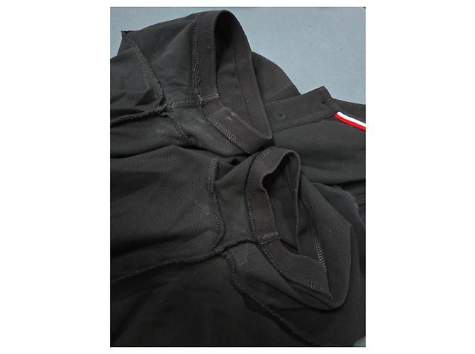 Polo Moncler con grande patch logo in cotone nero - vista 8