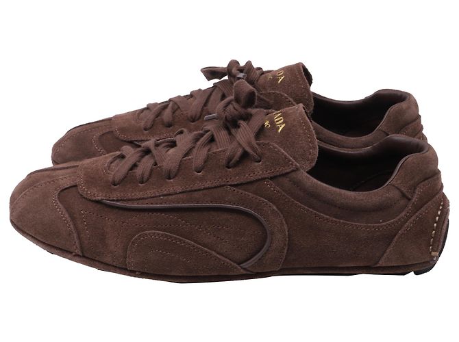 Sneakers Prada Montecarlo Re-Edition 2005 in camoscio marrone Rosso - vista 4