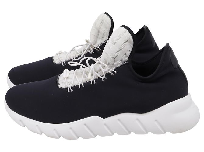 Fendi Low Top Strick-Sneaker aus schwarnem Neopren Schwarz - Ansicht 4