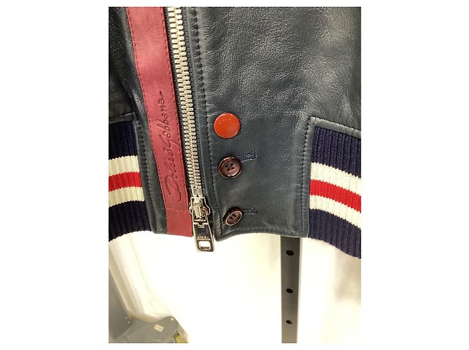 Dolce & Gabbana DG Logo Varsity Bomber Jacket in Multicolor Lamb Leather  Red Dark red - view 12