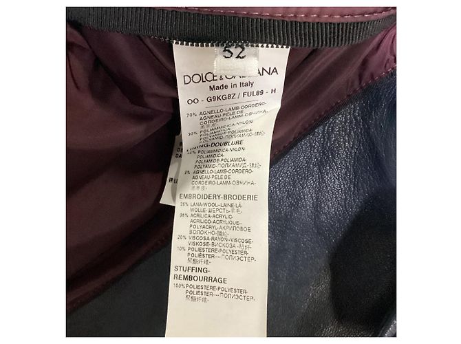 Dolce & Gabbana DG Logo Varsity Bomber Jacket in Multicolor Lamb Leather  Red Dark red - view 7