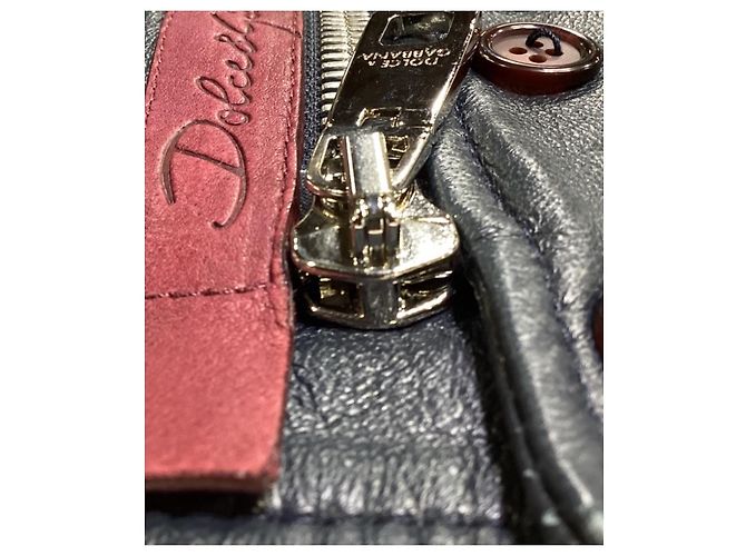 Dolce & Gabbana DG Logo Varsity Bomber Jacket in Multicolor Lamb Leather  Red Dark red - view 8