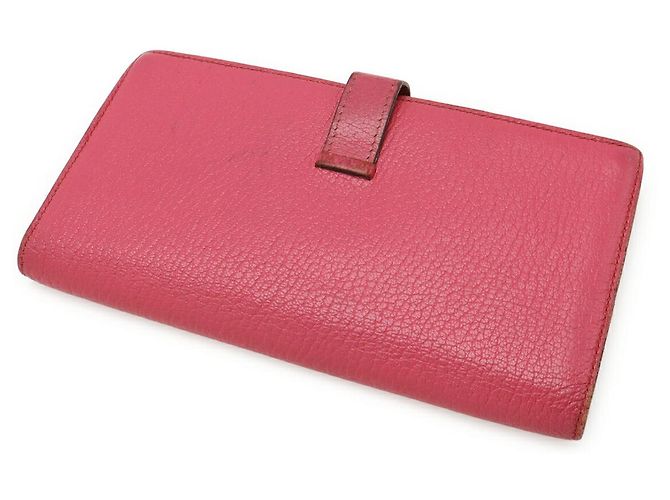 Cartera larga Hermès Béarn Soufflet Chevre Rosa Fucsia - vista 2