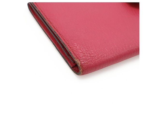 Cartera larga Hermès Béarn Soufflet Chevre Rosa Fucsia - vista 3