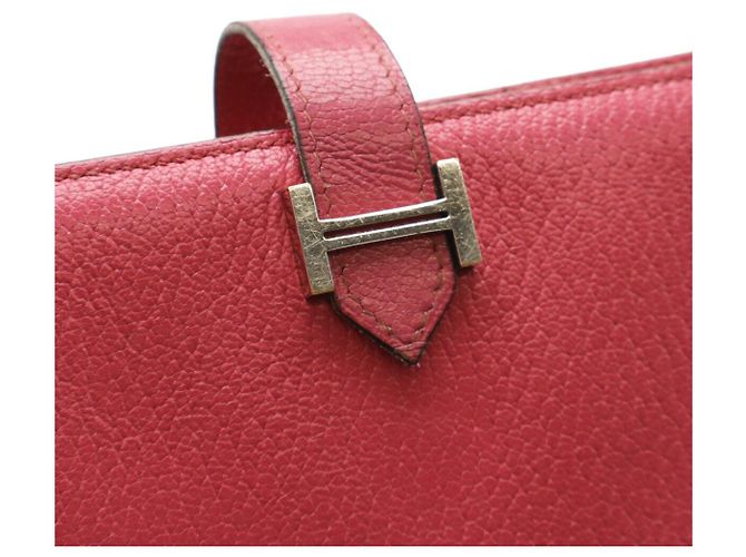 Cartera larga Hermès Béarn Soufflet Chevre Rosa Fucsia - vista 4
