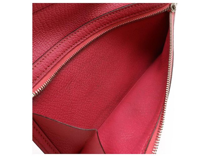 Cartera larga Hermès Béarn Soufflet Chevre Rosa Fucsia - vista 8