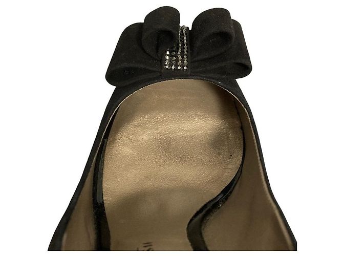 Autre Marque Décolleté open toe con fiocco in camoscio Ginza Kanematsu Nero - vista 10