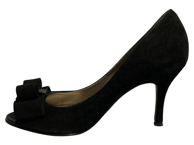 Autre Marque Décolleté open toe con fiocco in camoscio Ginza Kanematsu Nero - vista 6