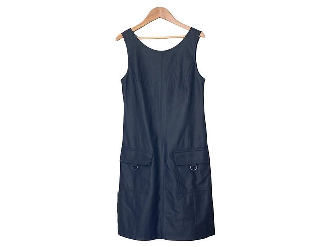 Armani Exchange ärmelloses Kleid aus Kunstleder Blau Marineblau - Ansicht 2