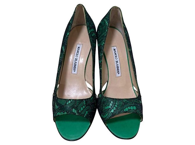 Manolo Blahnik Spitzen-Pumps Grün - Ansicht 2