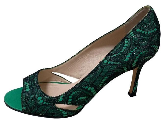 Manolo Blahnik Spitzen-Pumps Grün - Ansicht 3