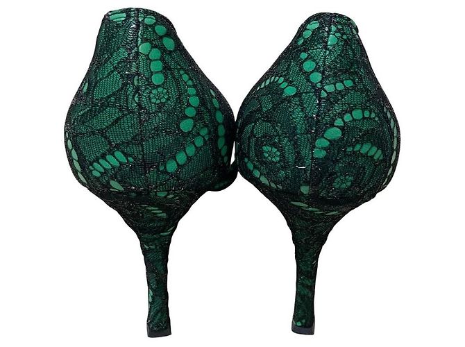 Manolo Blahnik Spitzen-Pumps Grün - Ansicht 4