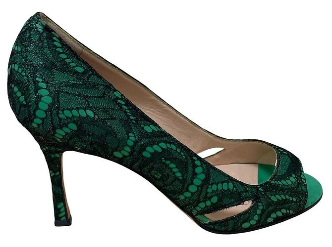 Manolo Blahnik Spitzen-Pumps Grün - Ansicht 5