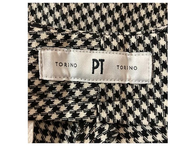 Autre Marque PT TORINO Hahnentritt Stretch Flare Hose Schwarz - Ansicht 3