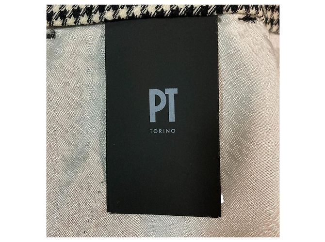 Autre Marque PT TORINO Hahnentritt Stretch Flare Hose Schwarz - Ansicht 5