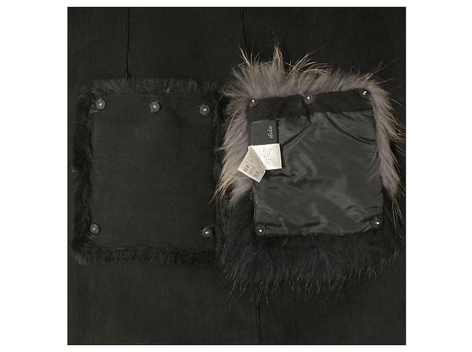Autre Marque Chaleco Abrigo sfide de Piel de Mapache y Eco Mouton Negro - vista 7