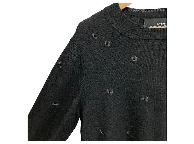 Autre Marque tricot COMME des GARCONS Flower Wool Knit Sweater Preto - vista 2